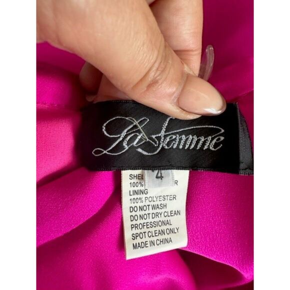 La Femme Two Crop Top Piece Peek A Boo Dress Shorts With Train Skirt Size 4 - Picture 9 of 11